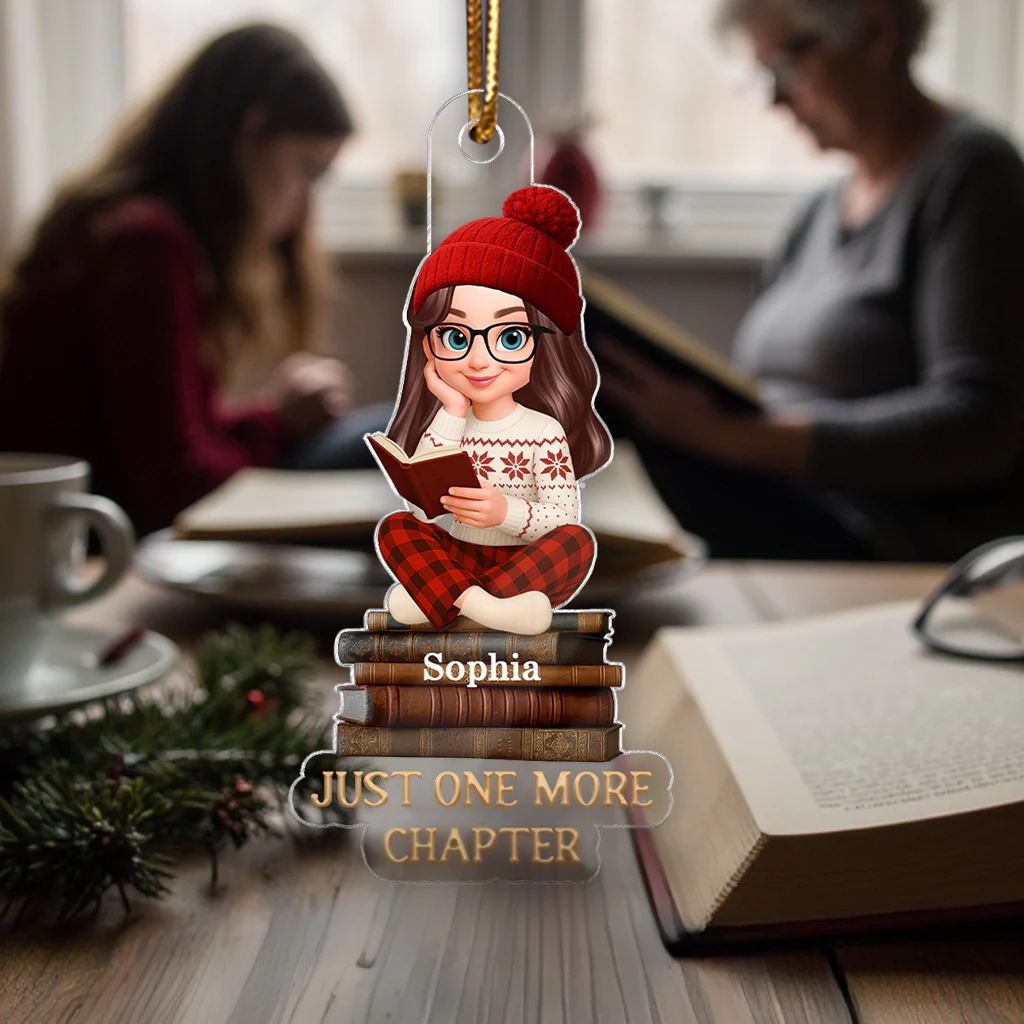 Christmas Cozy Vibe Retro Vintage Books Just One More Chapter - Personalized Acrylic Ornament - Christmas Gift For Book Lovers - Image 9