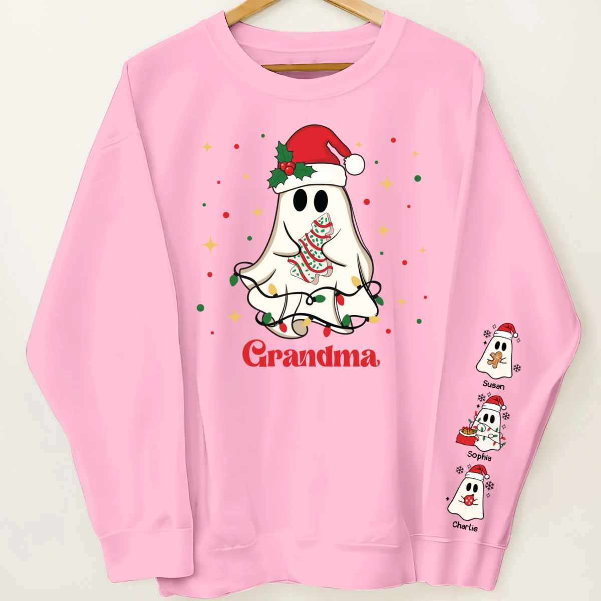 Christmas Cute Boo Grandma Grandkids Personalized Sleeve Printed Sweatshirt - Image 12