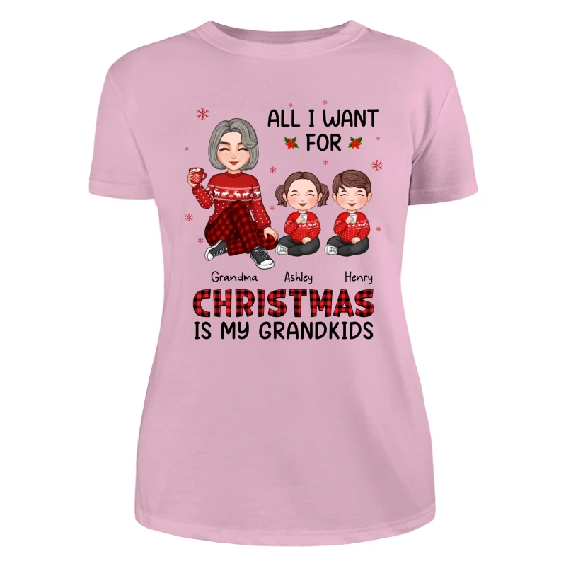 Christmas Cute Grandma All I Want For Christmas Is My Grandkids Personalized Shirt - Image 11