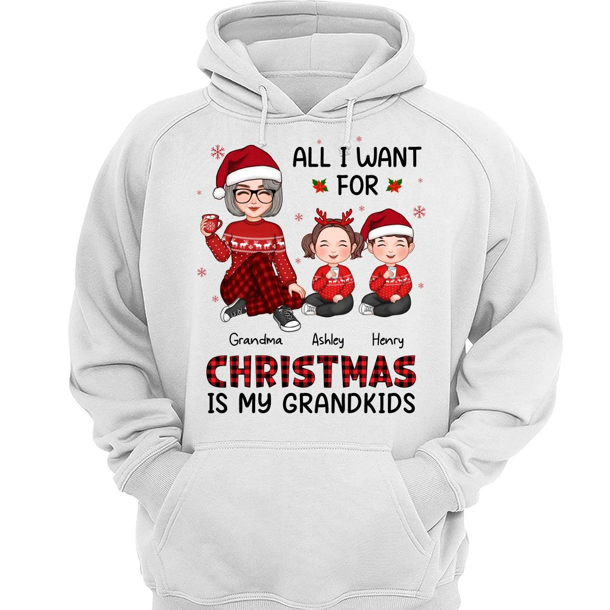 Christmas Cute Grandma All I Want For Christmas Is My Grandkids Personalized Shirt - Image 3
