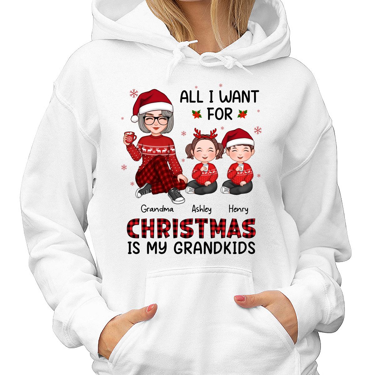 Christmas Cute Grandma All I Want For Christmas Is My Grandkids Personalized Shirt - Image 4