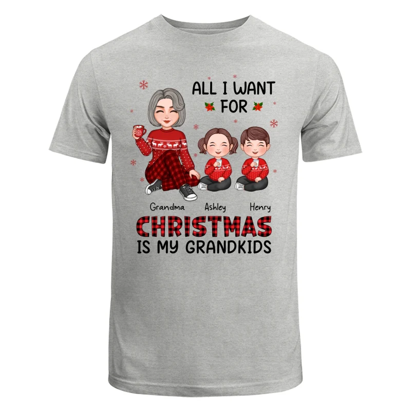 Christmas Cute Grandma All I Want For Christmas Is My Grandkids Personalized Shirt - Image 6
