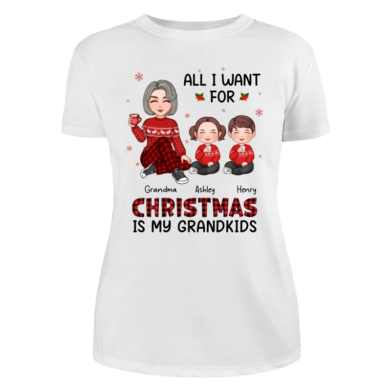Christmas Cute Grandma All I Want For Christmas Is My Grandkids Personalized Shirt - Image 9