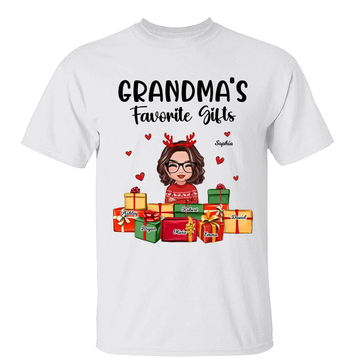 Christmas Cute Grandma Favorite Gifts Grandkids Names Personalized Shirt