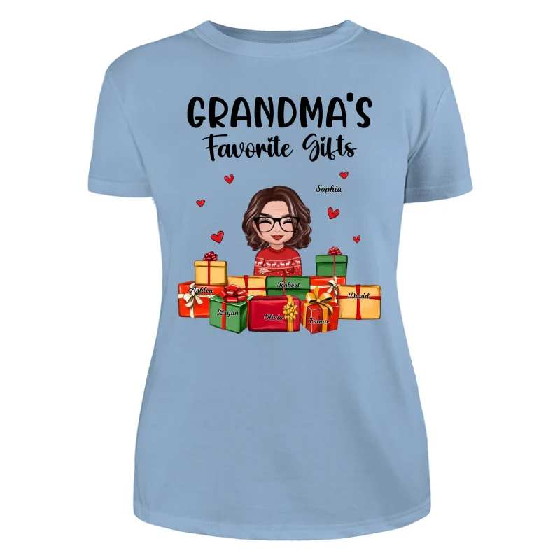 Christmas Cute Grandma Favorite Gifts Grandkids Names Personalized Shirt - Image 12