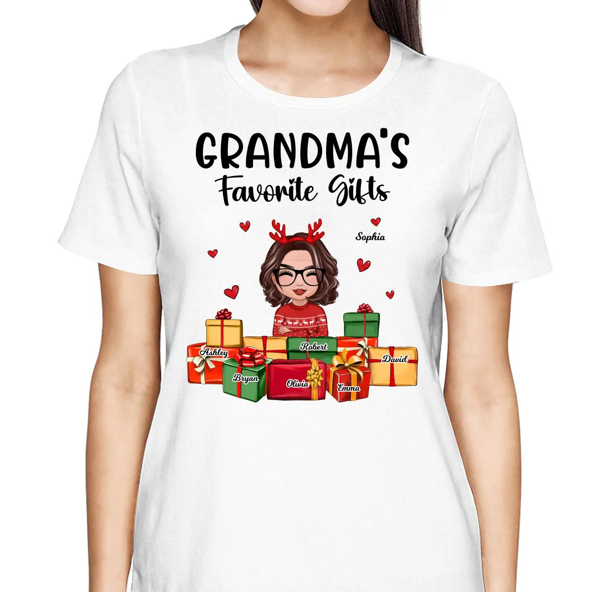 Christmas Cute Grandma Favorite Gifts Grandkids Names Personalized Shirt - Image 2