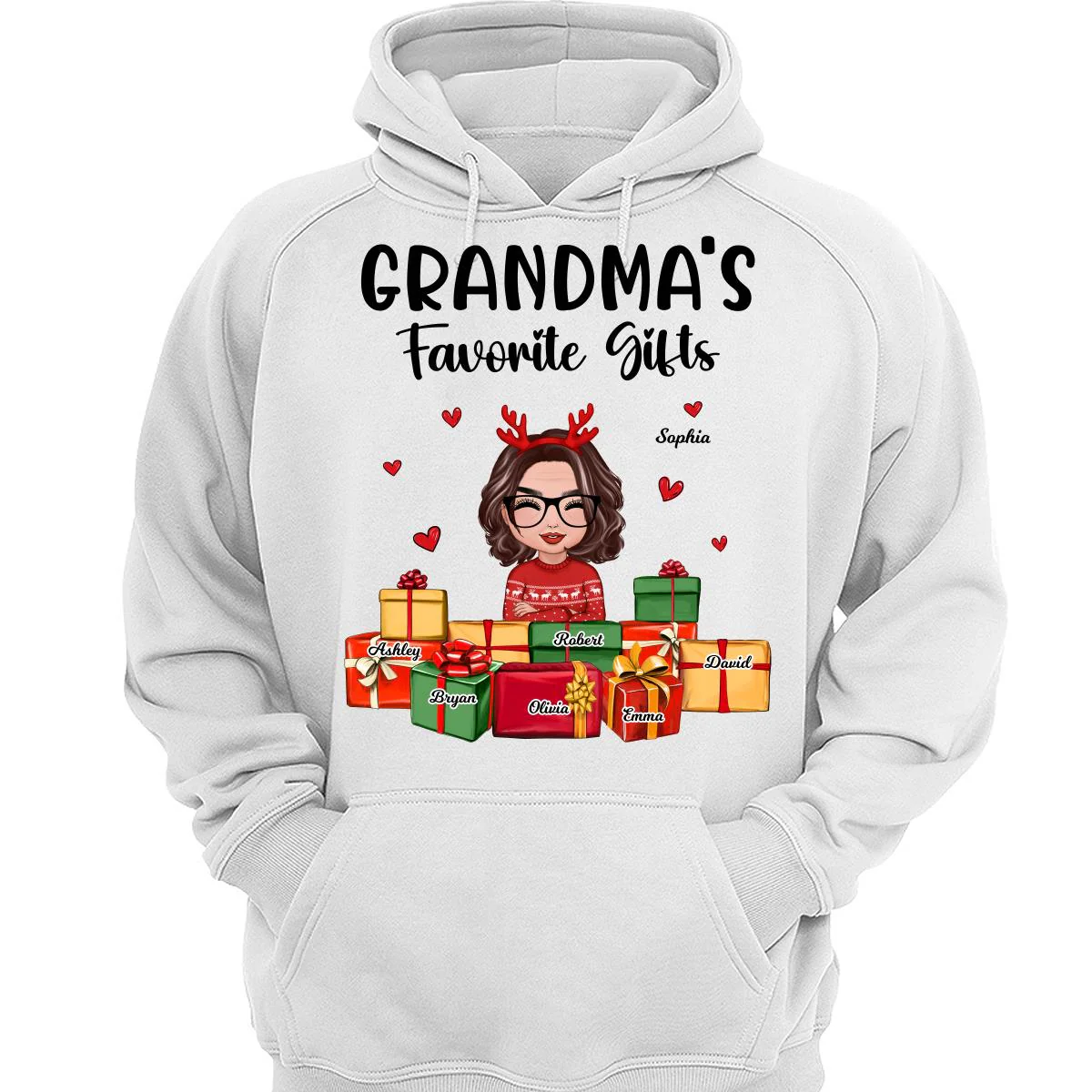 Christmas Cute Grandma Favorite Gifts Grandkids Names Personalized Shirt - Image 3
