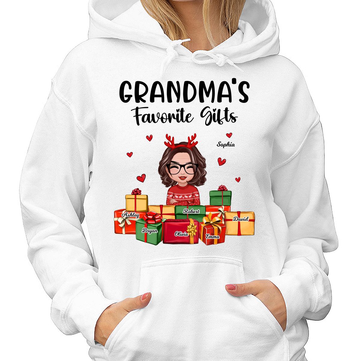 Christmas Cute Grandma Favorite Gifts Grandkids Names Personalized Shirt - Image 4