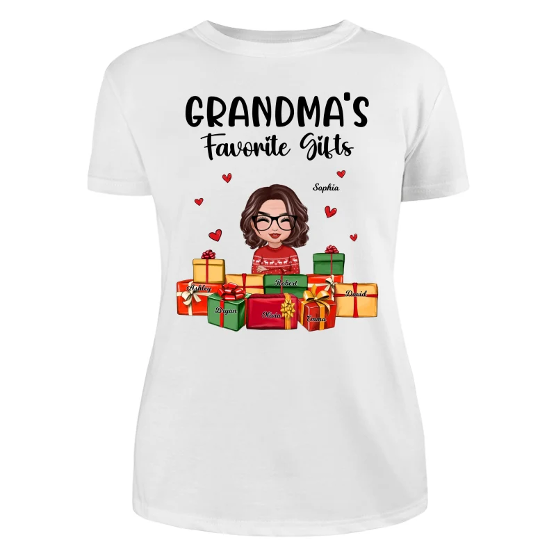 Christmas Cute Grandma Favorite Gifts Grandkids Names Personalized Shirt - Image 9