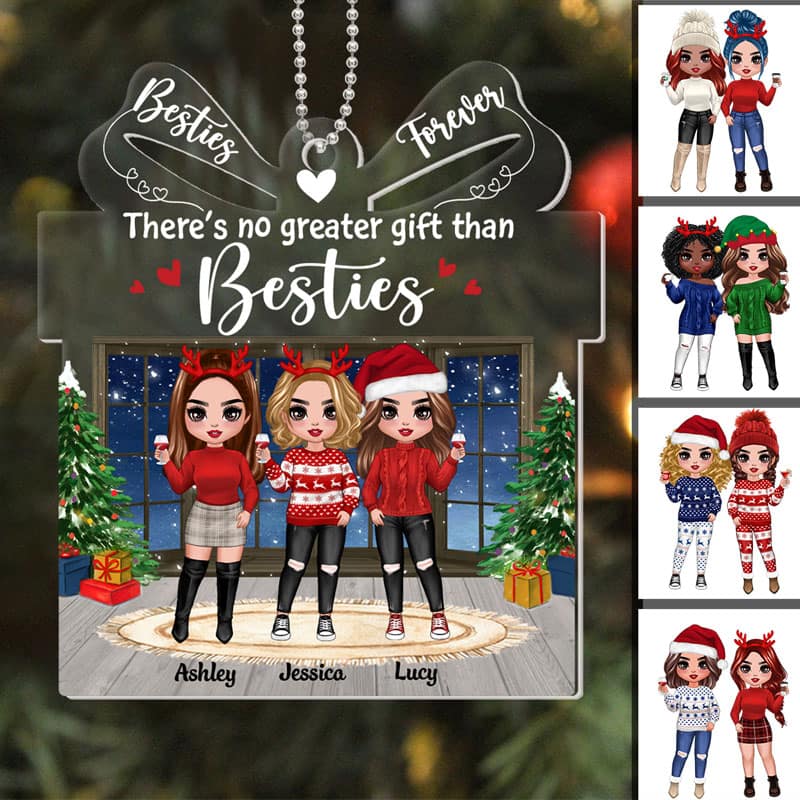 Christmas Doll Besties Standing Gift Shape Personalized Acrylic Ornament - Image 2