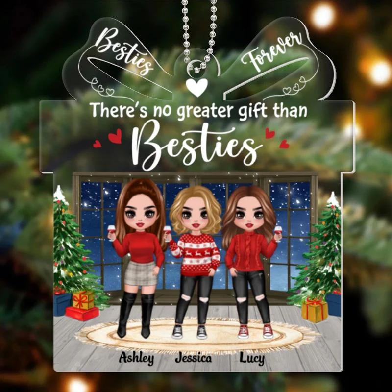 Christmas Doll Besties Standing Gift Shape Personalized Acrylic Ornament - Image 4