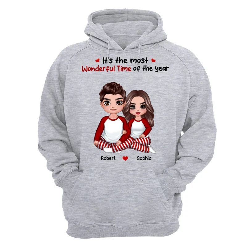 Christmas Doll Couple Sitting Hugging Gift For Him For Her Personalized Shirt - Image 14