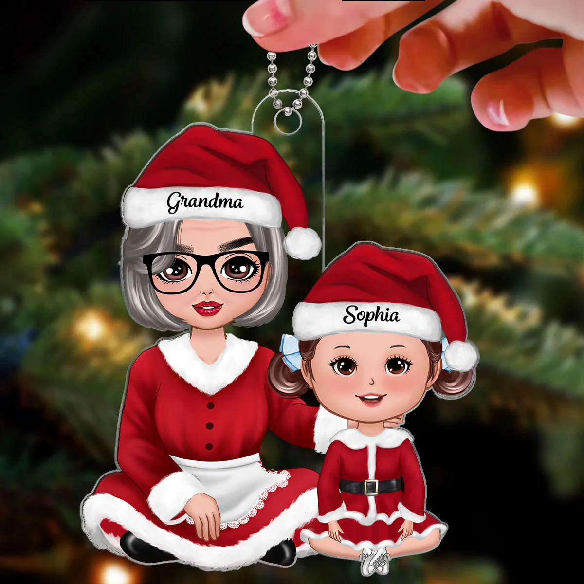 Christmas Doll Grandma Claus Gift For Granddaughter Grandson Personalized Acrylic Ornament - Image 3