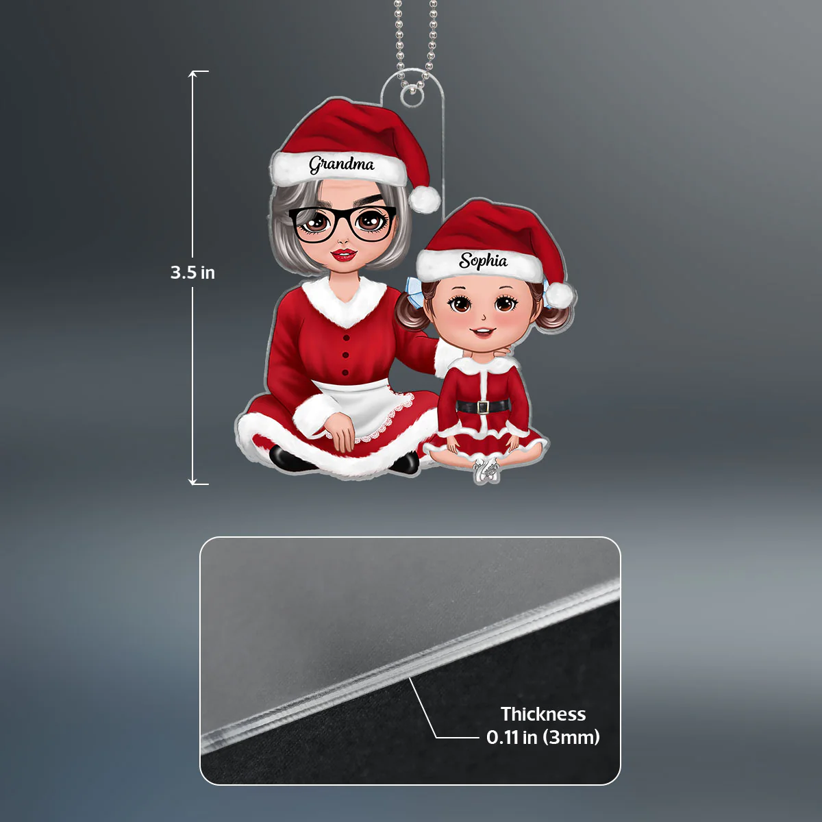 Christmas Doll Grandma Claus Gift For Granddaughter Grandson Personalized Acrylic Ornament - Image 4