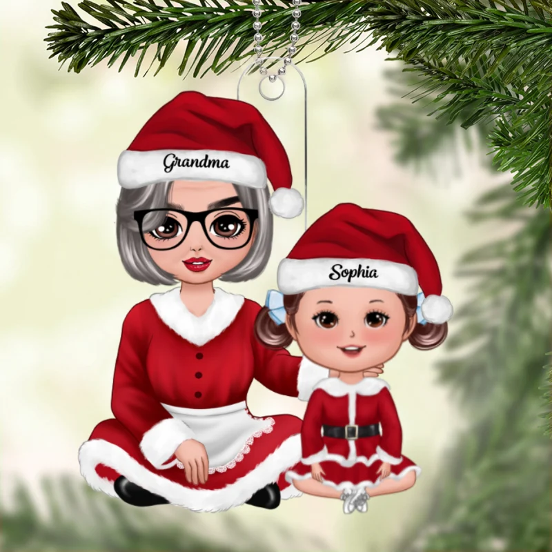 Christmas Doll Grandma Claus Gift For Granddaughter Grandson Personalized Acrylic Ornament - Image 5