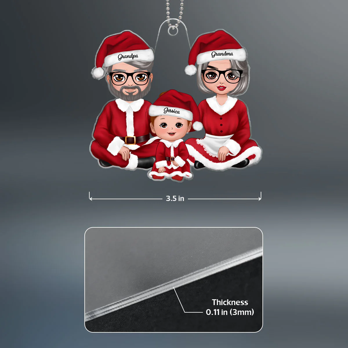 Christmas Doll Grandma Grandpa Claus Baby's First Christmas Acrylic Ornament - Personalized Gift For Grandma, Grandpa - Image 4