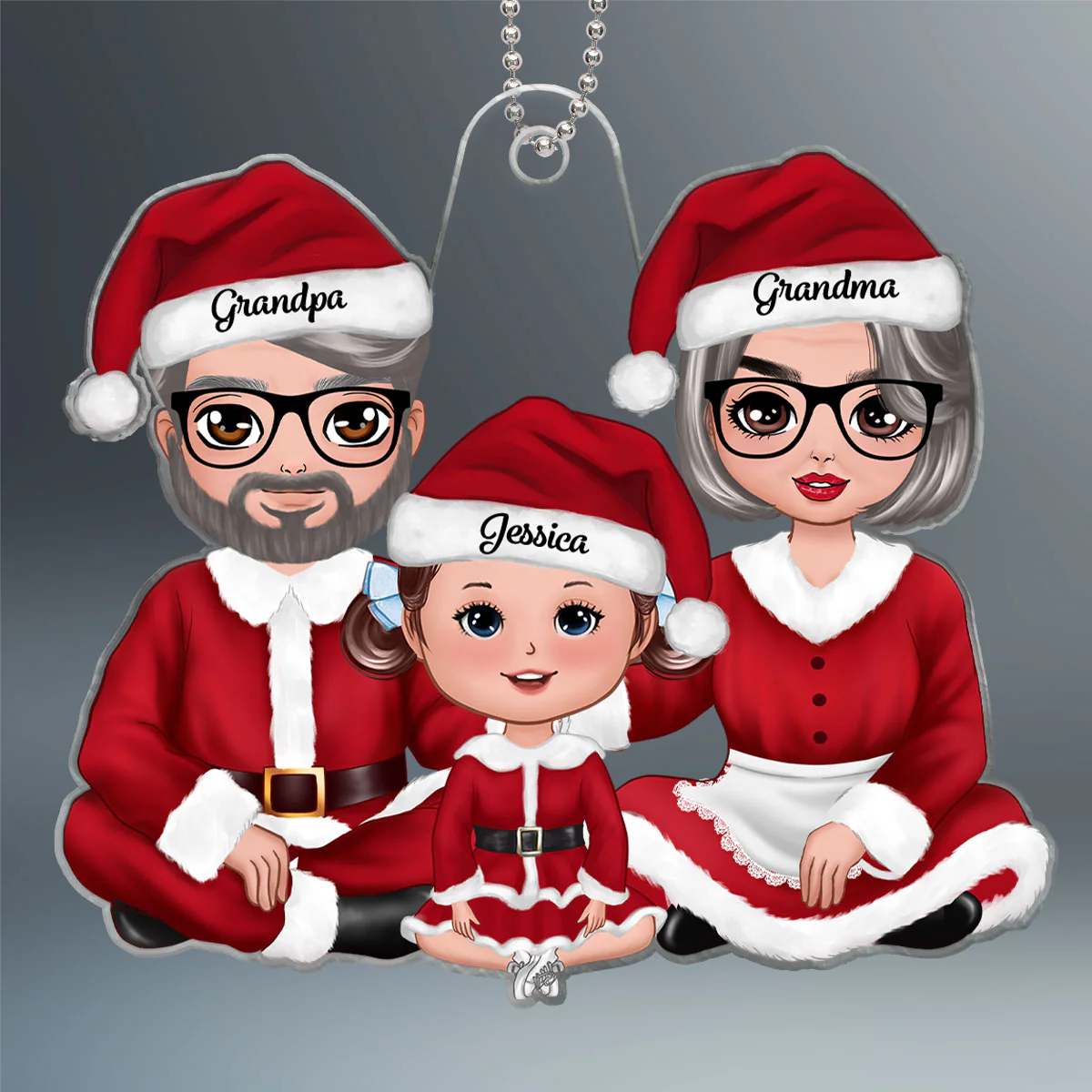 Christmas Doll Grandma Grandpa Claus Gift For Granddaughter Grandson Personalized Acrylic Ornament - Image 2
