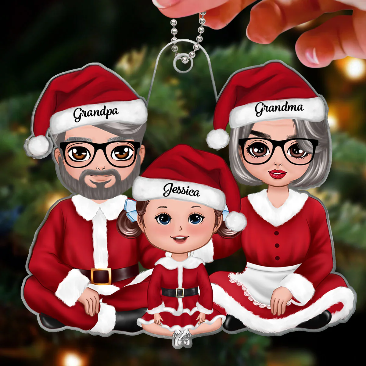Christmas Doll Grandma Grandpa Claus Gift For Granddaughter Grandson Personalized Acrylic Ornament - Image 3