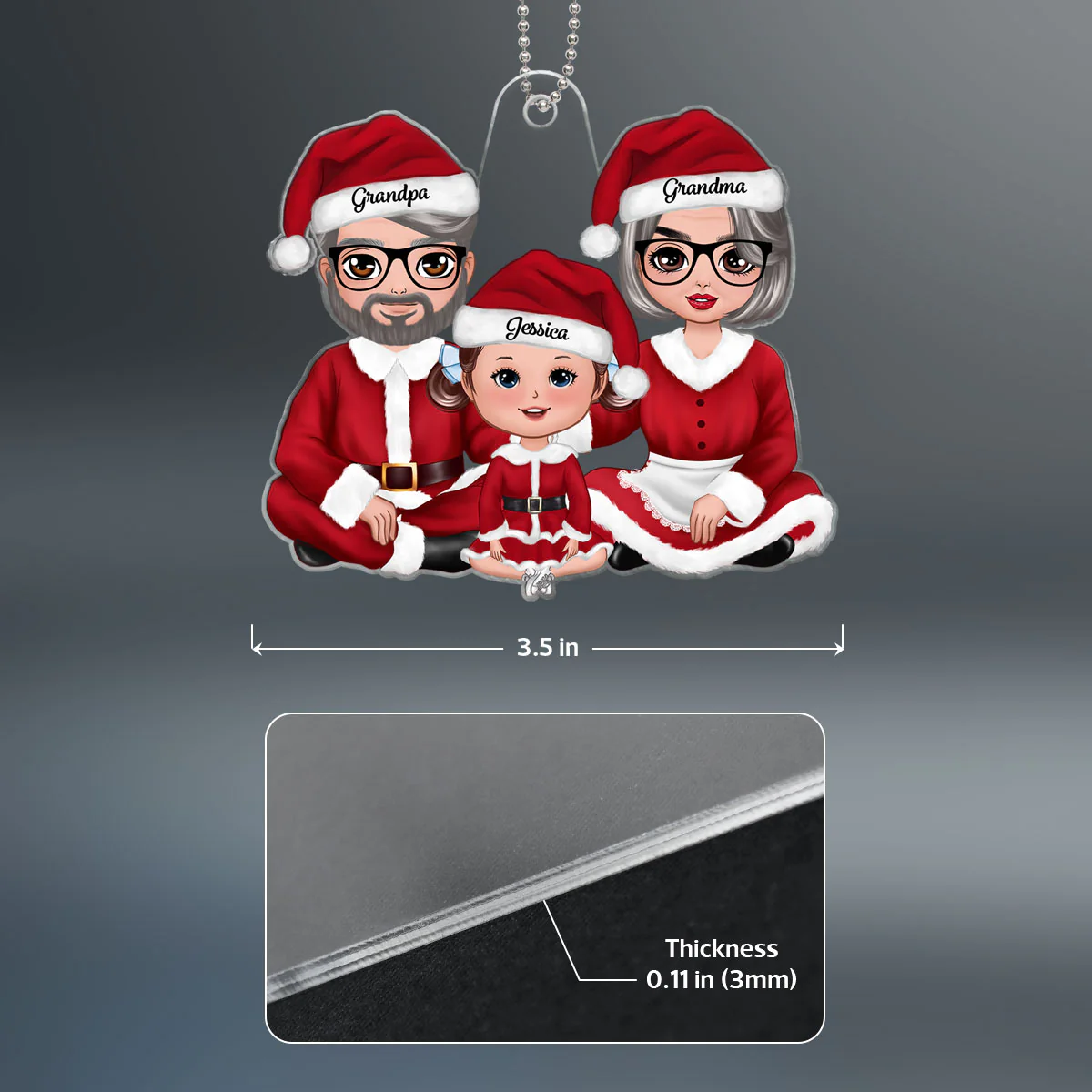 Christmas Doll Grandma Grandpa Claus Gift For Granddaughter Grandson Personalized Acrylic Ornament - Image 4