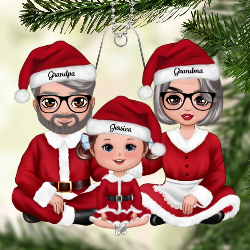 Christmas Doll Grandma Grandpa Claus Gift For Granddaughter Grandson Personalized Acrylic Ornament - Image 5