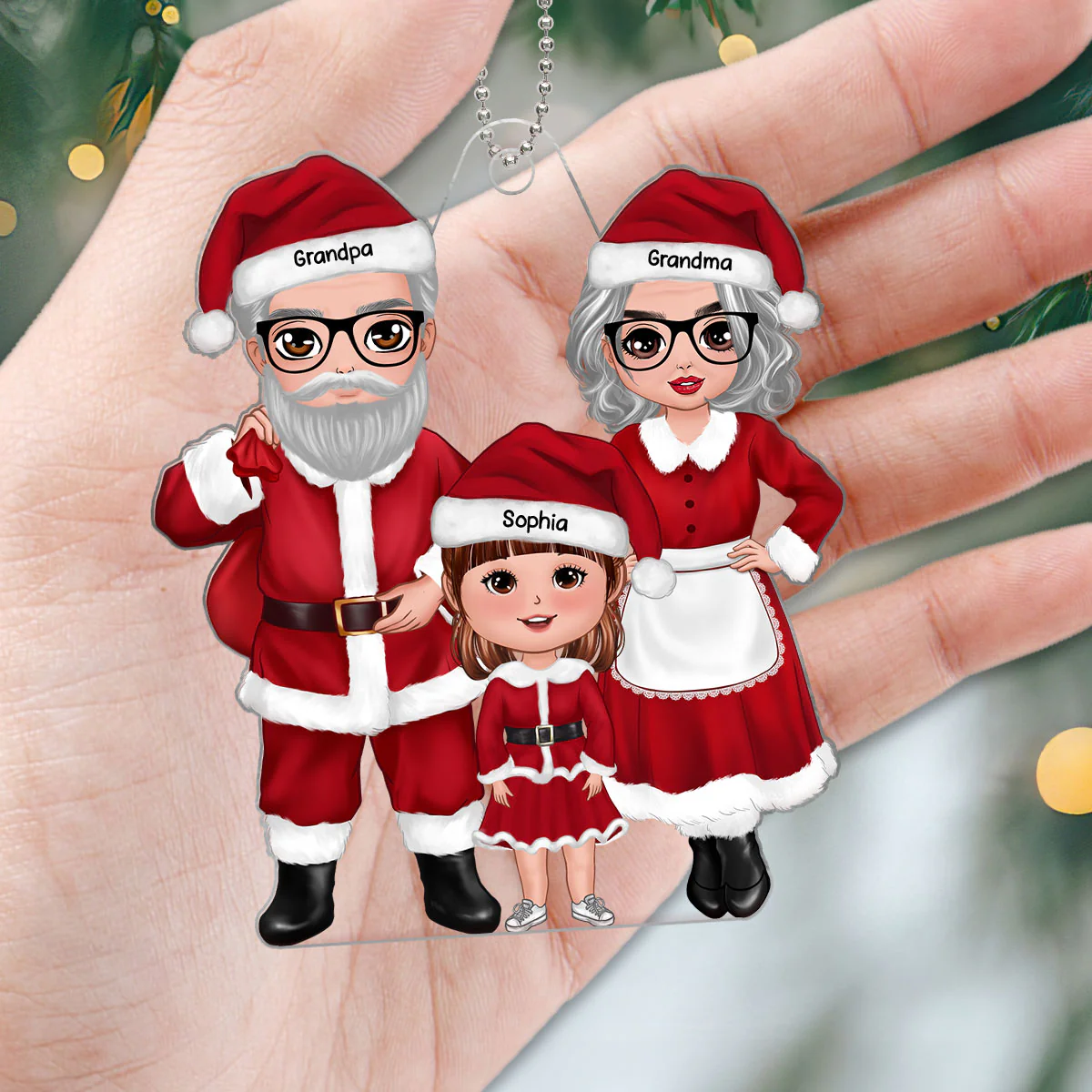 Christmas Doll Grandma Grandpa Claus Standing Gift For Granddaughter Grandson Personalized Acrylic Ornament - Image 3