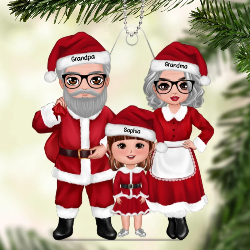 Christmas Doll Grandma Grandpa Claus Standing Gift For Granddaughter Grandson Personalized Acrylic Ornament - Image 4