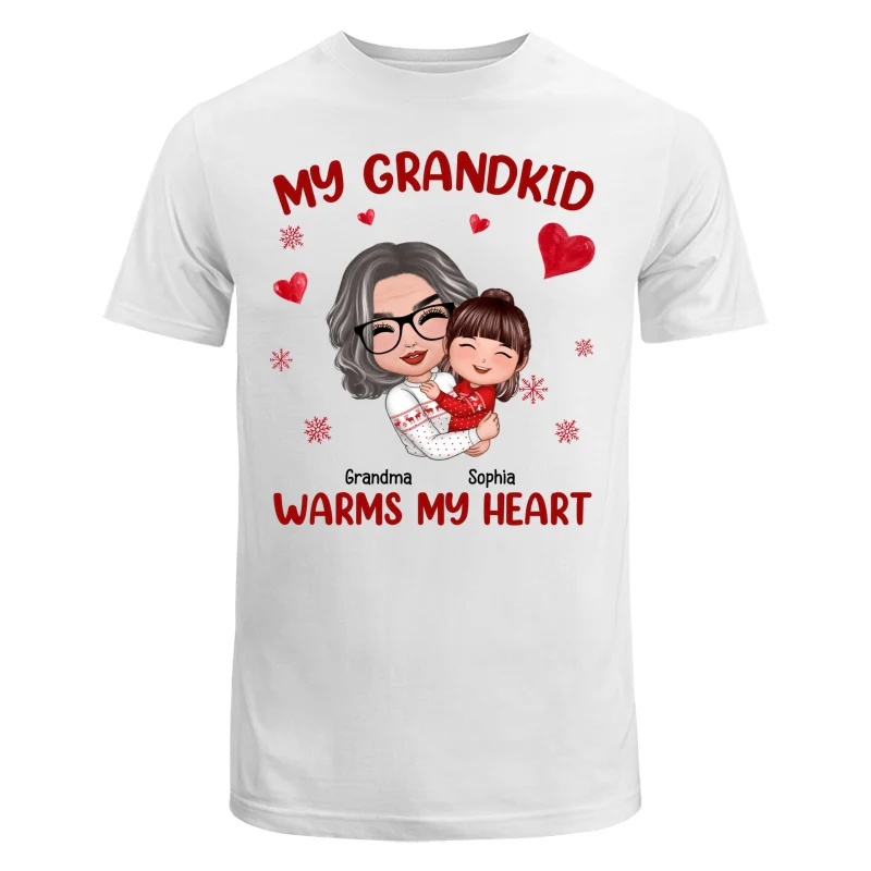 Christmas Doll Grandma Hugging Kid My Grandkids Warm My Heart Personalized Shirt - Image 12
