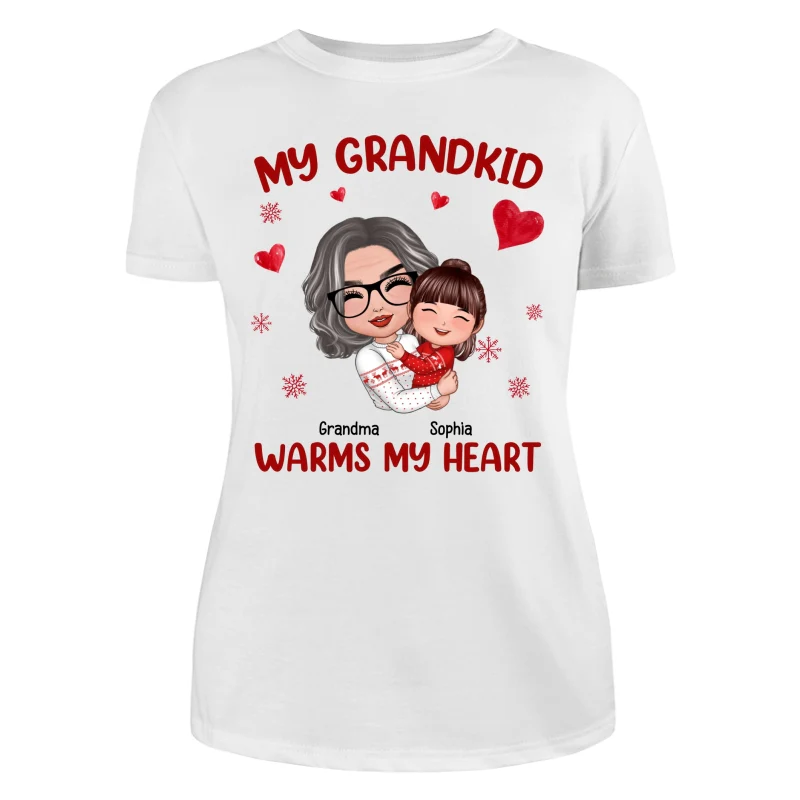 Christmas Doll Grandma Hugging Kid My Grandkids Warm My Heart Personalized Shirt - Image 16
