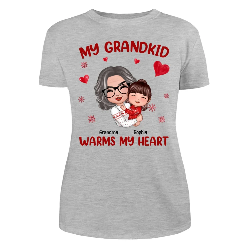 Christmas Doll Grandma Hugging Kid My Grandkids Warm My Heart Personalized Shirt - Image 17