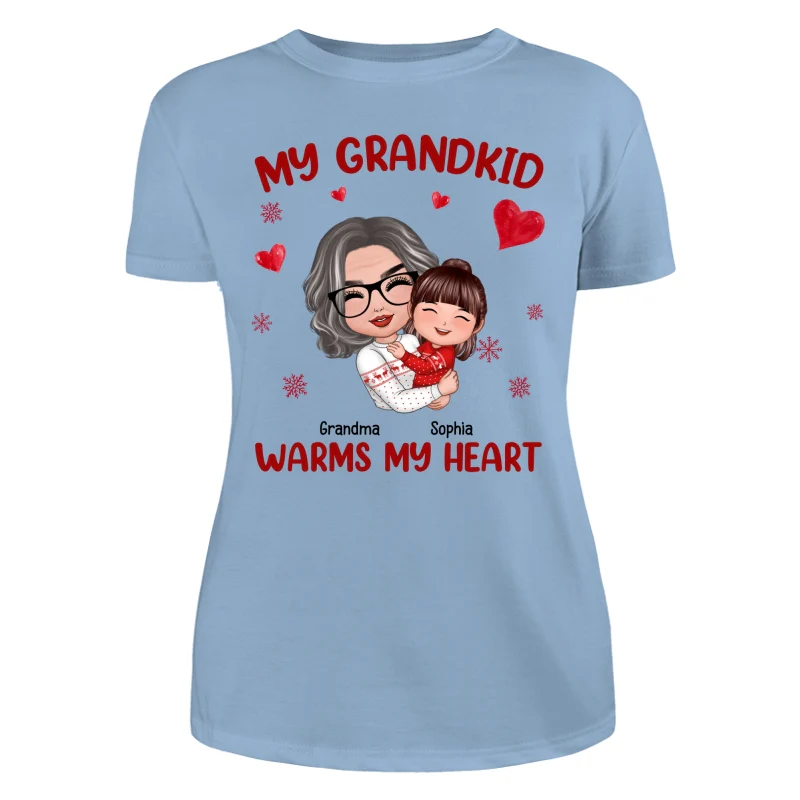 Christmas Doll Grandma Hugging Kid My Grandkids Warm My Heart Personalized Shirt - Image 19