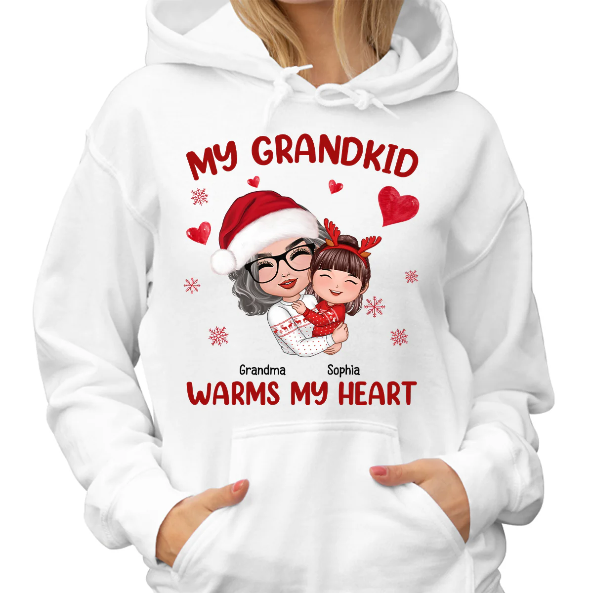 Christmas Doll Grandma Hugging Kid My Grandkids Warm My Heart Personalized Shirt - Image 2