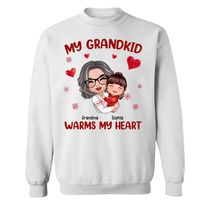 Christmas Doll Grandma Hugging Kid My Grandkids Warm My Heart Personalized Shirt - Image 5