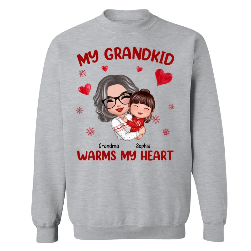 Christmas Doll Grandma Hugging Kid My Grandkids Warm My Heart Personalized Shirt - Image 6