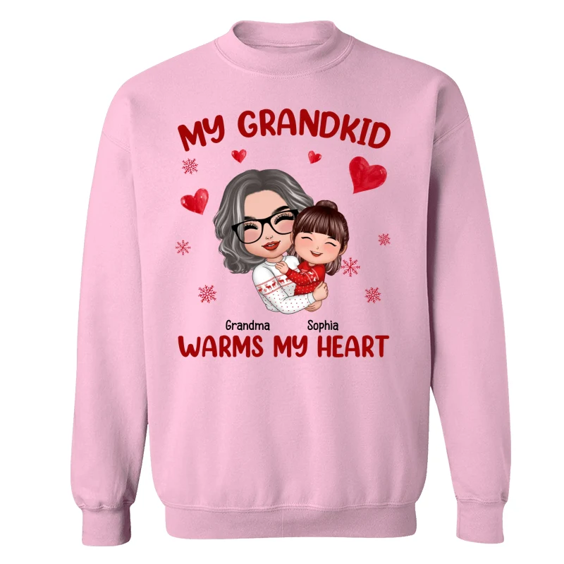 Christmas Doll Grandma Hugging Kid My Grandkids Warm My Heart Personalized Shirt - Image 7