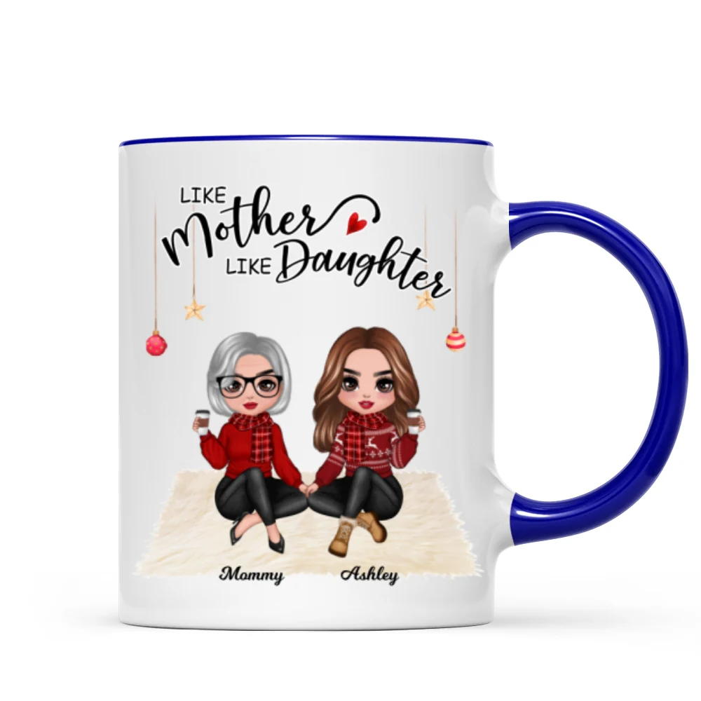 Christmas Doll Women Sitting Mother And Daughters Personalized Mug - Image 3