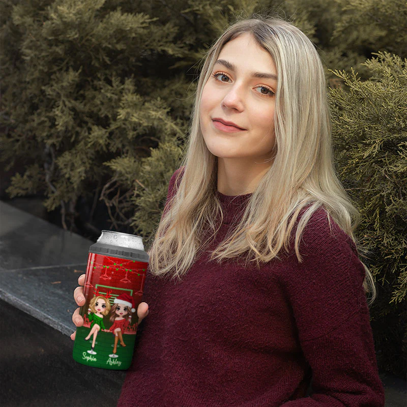 Christmas Drinking Partners Besties Sisters Personalized Can Cooler - Image 5