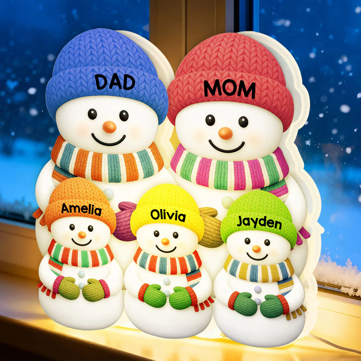 Christmas Cozy Vibe Family Dad Mom And Kids Snowman Together - Personalized Light Box - Christmas Decoration For Family - Image 5