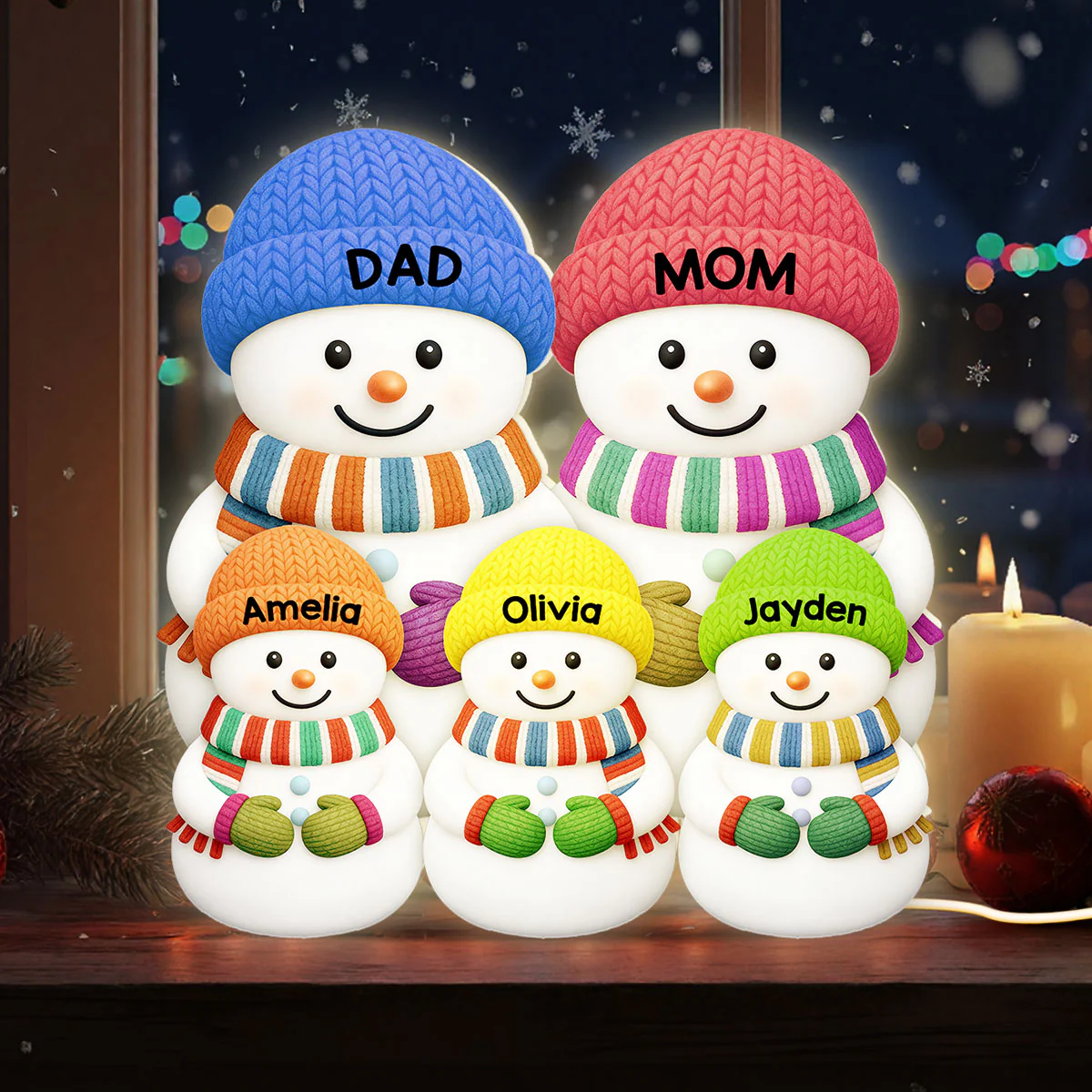 Christmas Cozy Vibe Family Dad Mom And Kids Snowman Together - Personalized Light Box - Christmas Decoration For Family - Image 7