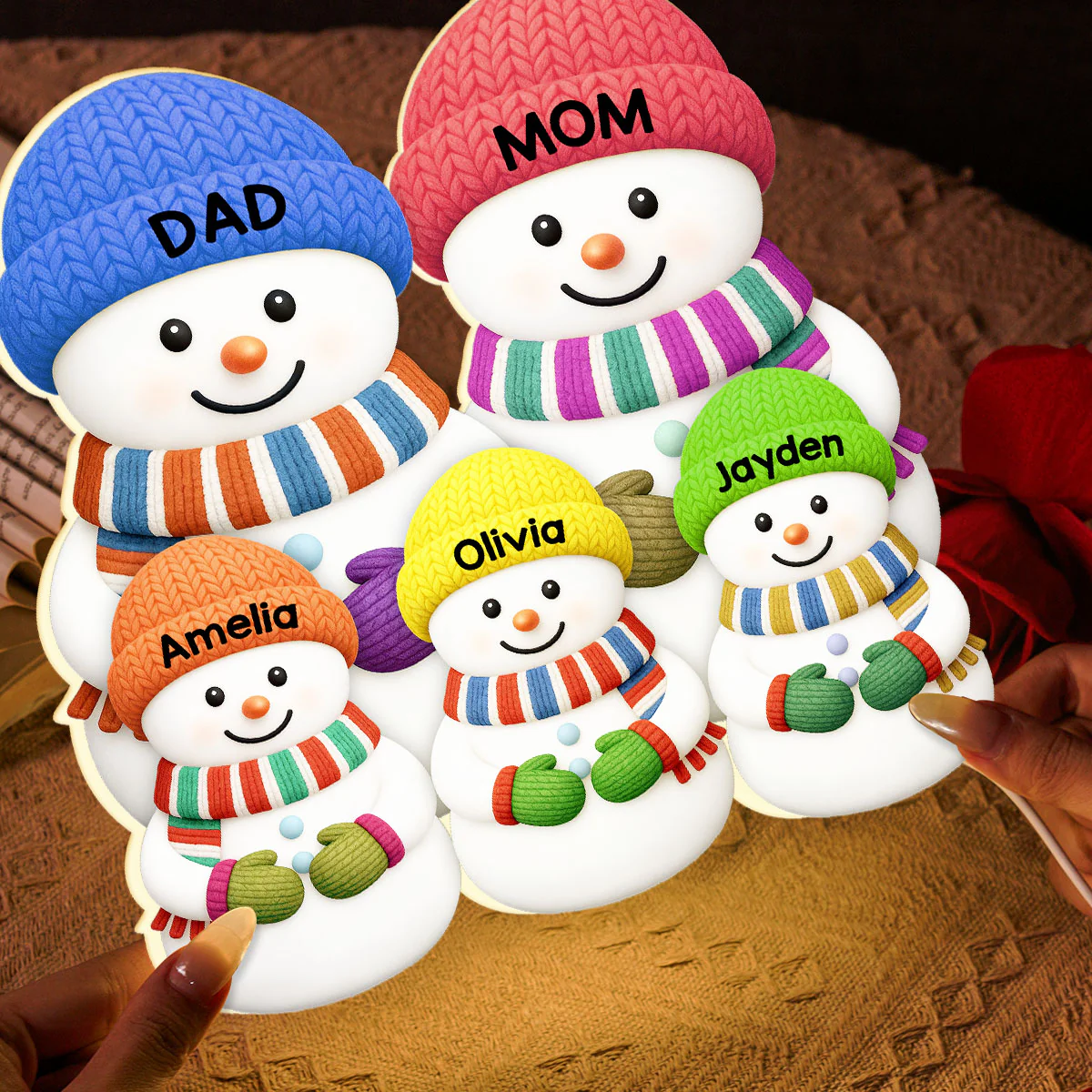 Christmas Cozy Vibe Family Dad Mom And Kids Snowman Together - Personalized Light Box - Christmas Decoration For Family - Image 8