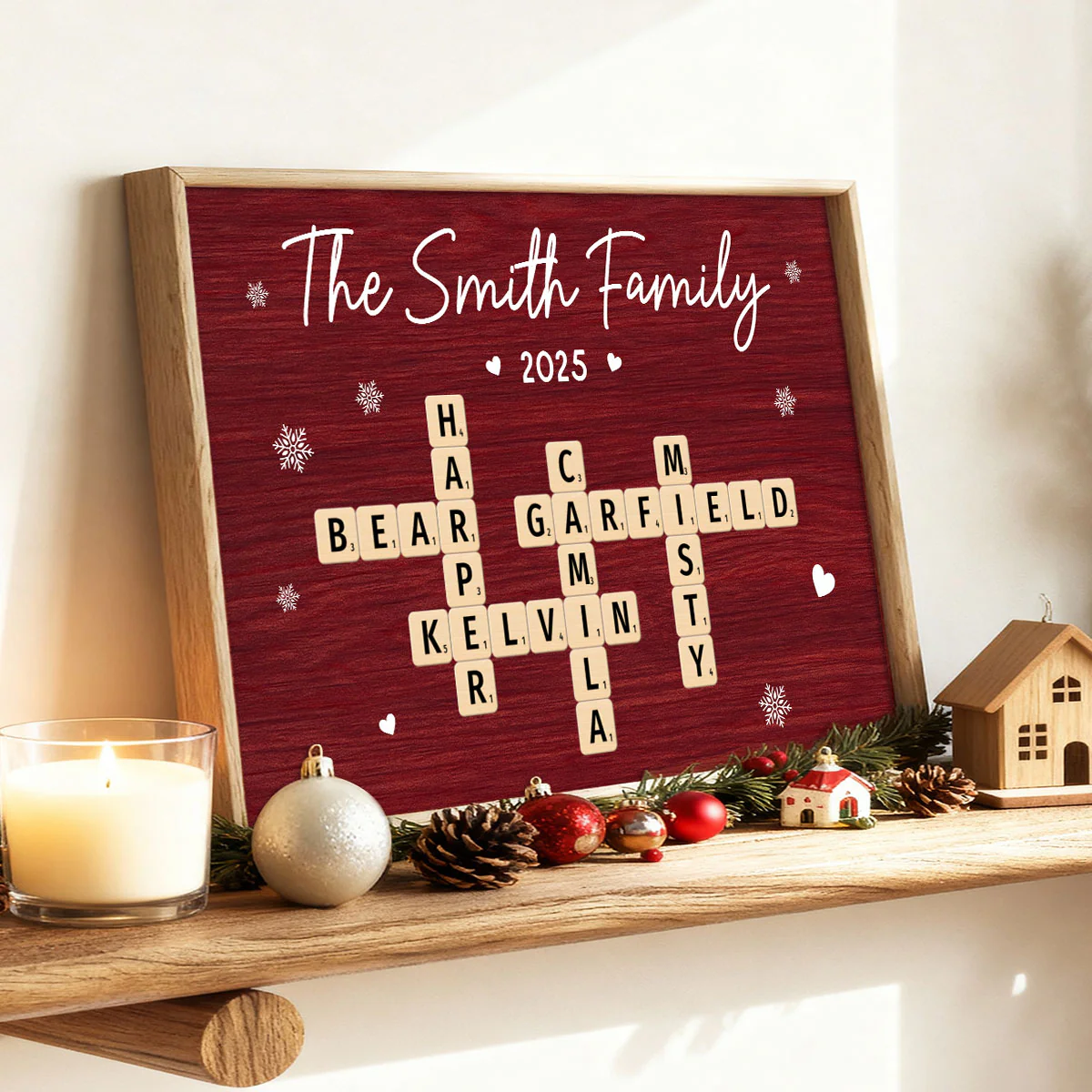 Christmas Family Forever Linked Together Crossword Puzzle Art - Personalized Poster - Gift For Family - Image 2