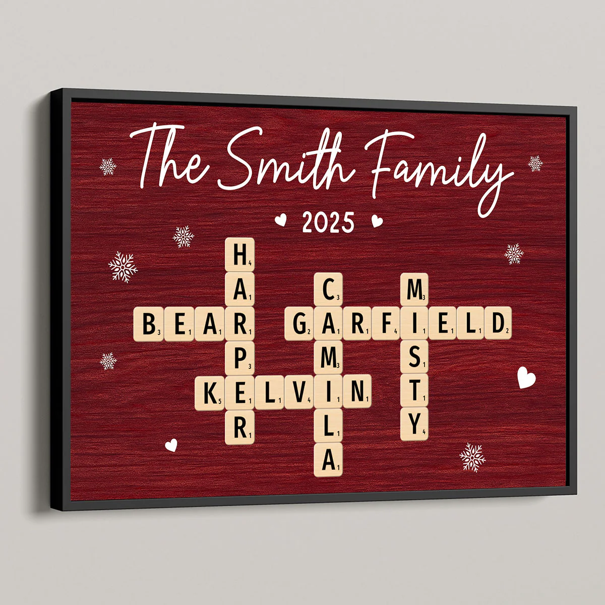 Christmas Family Forever Linked Together Crossword Puzzle Art - Personalized Poster - Gift For Family - Image 3