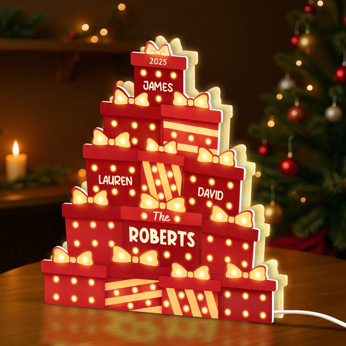 Christmas Family Gifts Box Marquee Effect Pattern Personalized Light Box, Christmas Decor - Image 4