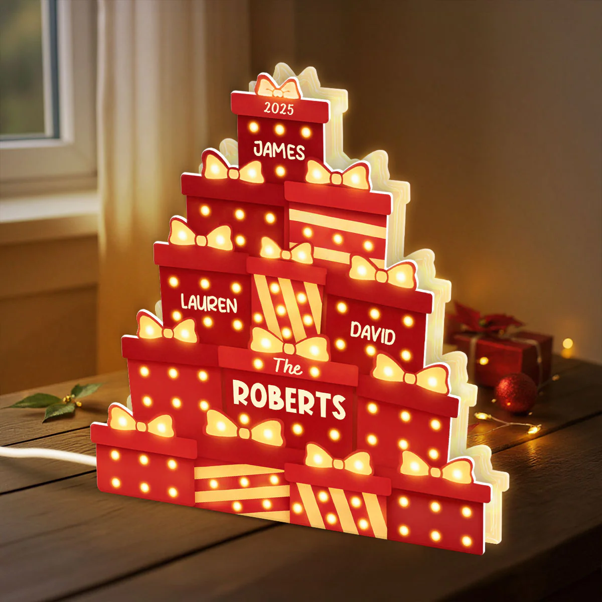 Christmas Family Gifts Box Marquee Effect Pattern Personalized Light Box, Christmas Decor - Image 6