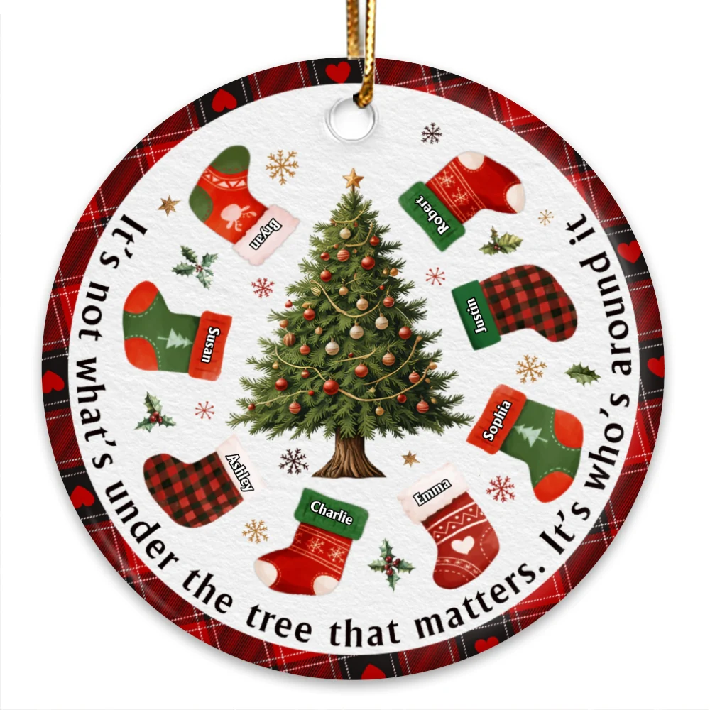 Christmas Family It's Not What's Under The Tree Personalized Circle Ceramic Ornament - Image 12