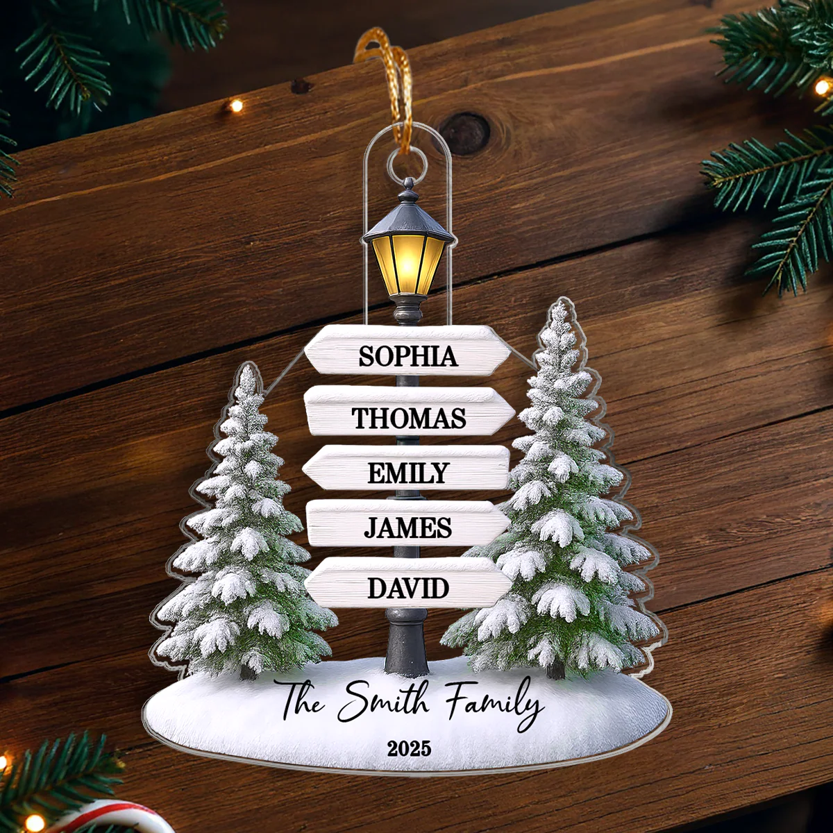 Christmas Family Lamp Posts Directional Signs - Personalized Acrylic Ornament - Gift For Family - Image 5