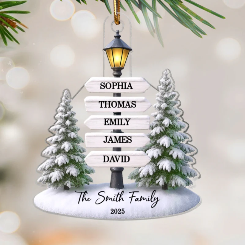 Christmas Family Lamp Posts Directional Signs - Personalized Acrylic Ornament - Gift For Family - Image 8