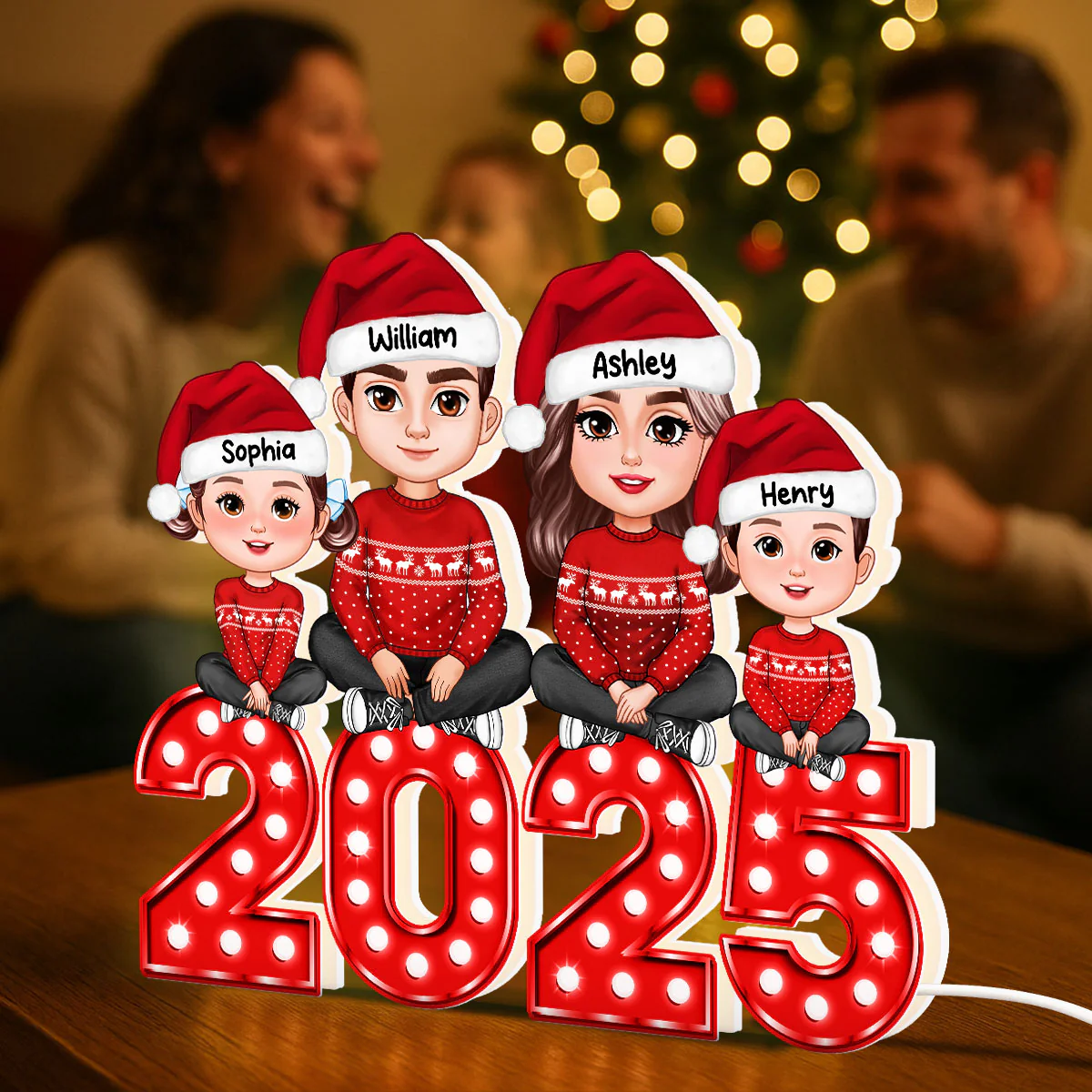 Christmas Family Forever Together Personalized LED Light Box, Heartwarming Christmas Decoration