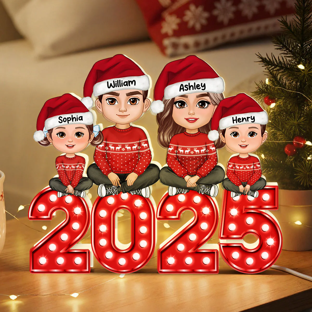 Christmas Family Forever Together Personalized LED Light Box, Heartwarming Christmas Decoration - Image 3