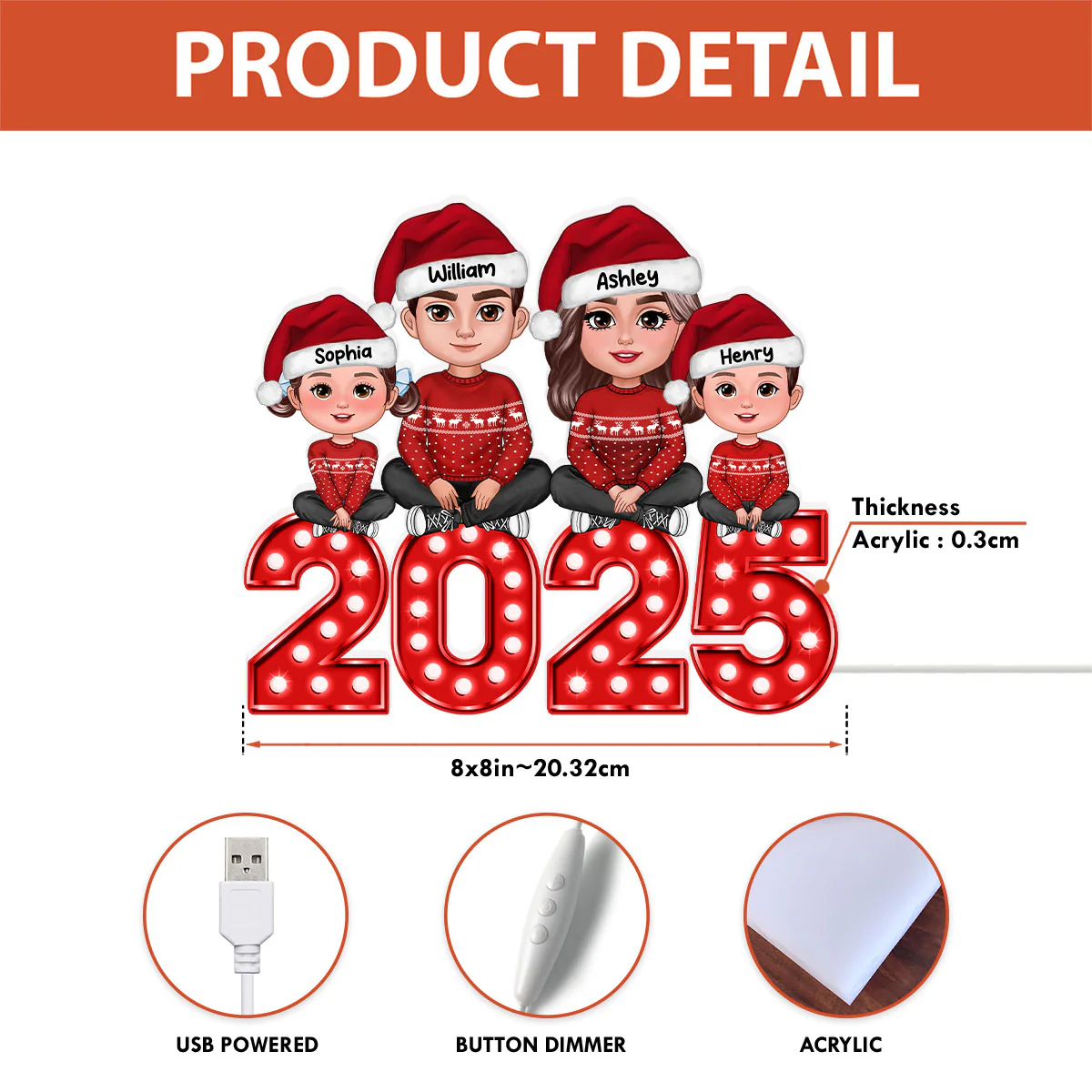 Christmas Family Forever Together Personalized LED Light Box, Heartwarming Christmas Decoration - Image 8
