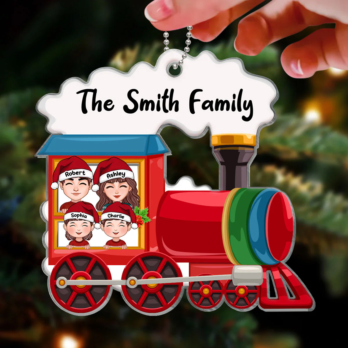 Christmas Family Train Personalized Acrylic Ornament For Family - Image 3